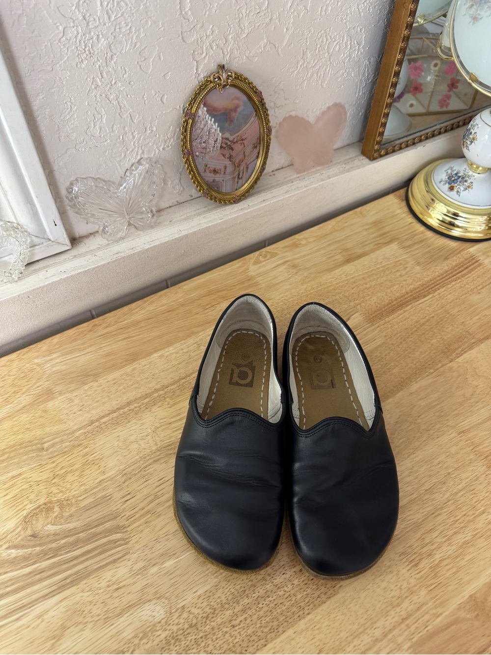 Vintage Barefoot Minimalist Black Leather Slip On Flats EU 40 Comfort - Picture 7 of 16